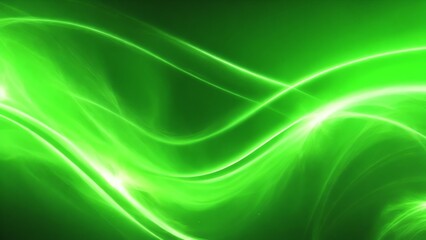 Fototapeta premium Green energy waves from particles glowing bright magical abstract background from Generative AI