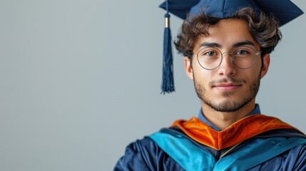 graduate male , portrait of happy graduate student in hat
