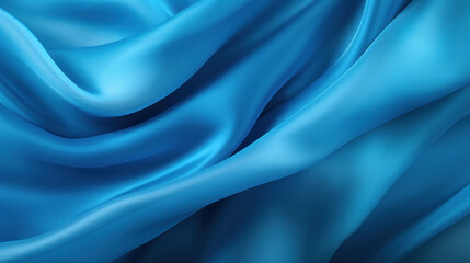 Obraz premium A vivid blue satin fabric with dynamic waves creates a luxurious and fluid texture, perfect for elegant backgrounds.