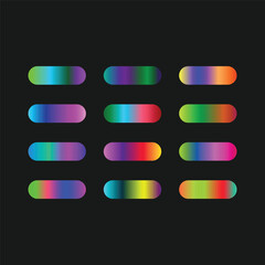 Vibrant colorful gradients color swatches set illustration