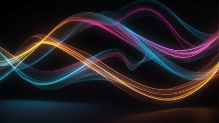 Colorful neon curved wave of light with curls and swirls made with smooth illuminated bright glowing lines, motion light eff from Generative AI