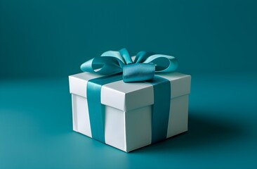 Obraz premium Elegance Unwrapped: Blue & White Gift Box