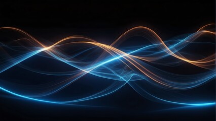 Blue neon curved wave of light with curls and swirls made with smooth illuminated bright glowing lines, motion light effect from Generative AI