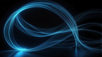 Blue neon curved wave of light with curls and swirls made with smooth illuminated bright glowing lines, motion light effect from Generative AI