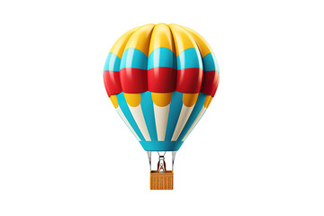 Fototapeta premium One colorful balloon front view A hot air balloon in flight with people inside. isolated on a Transparent background. Generative AI