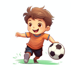 Cute Boy are playing football