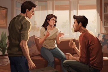 illustration of a family argument 