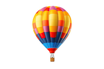 Fototapeta premium One colorful balloon front view A hot air balloon in flight with people inside. isolated on a Transparent background. Generative AI