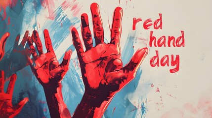  red hand day poster. red hand illustration.