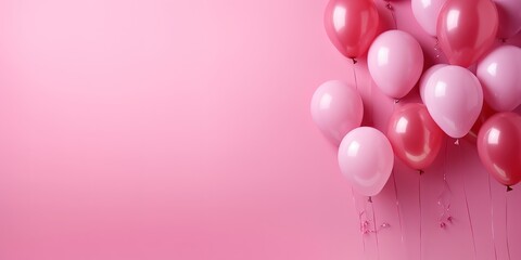 Pink balloons on a pink background with space reserved for text