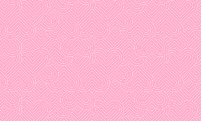 Modern and minimalist heart pattern background with pink heart lines. Printable vector container background for Valentine's Day.