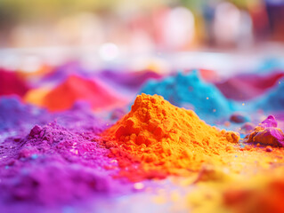 Close up of colorful color powder for holy festival celebration	