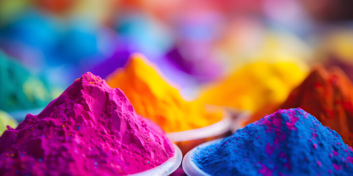 Close up of colorful color powder for holy festival celebration	