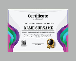 Achievement certificate best award vibrant gradient isolated