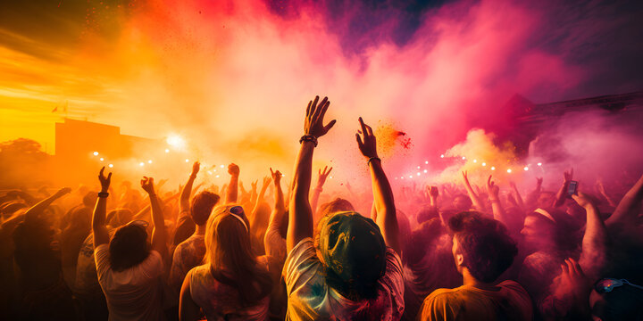 Illustration of people celebrating holy festival  