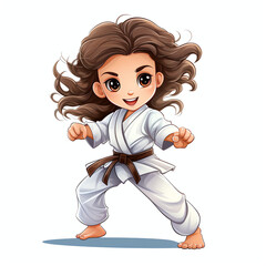 Cute Girl are practicing karate