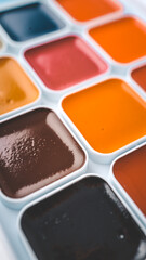 Artistic paints for drawing, gouache acrylic paints for painting, teaching drawing close-up