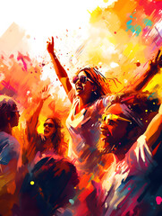 Illustration of people celebrating holy festival  