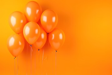 orange balloons with people in the background and spaced for text