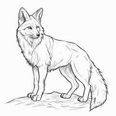 Obraz premium Beautiful drawing line art fox illustration white background