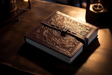A stylish leather-bound journal with a pen, ready to capture thoughts and dreams.