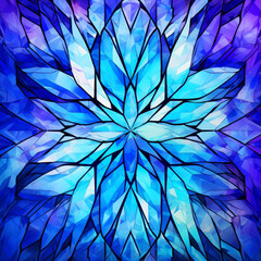 Blue abstract kaleidoscope background with crystals