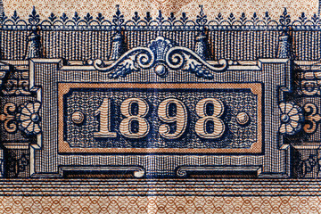 Vintage elements of old paper banknotes.Fragment  banknote for design purpose.Russian Empire 1...