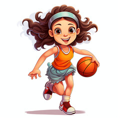 Cute Girl are playing basketball