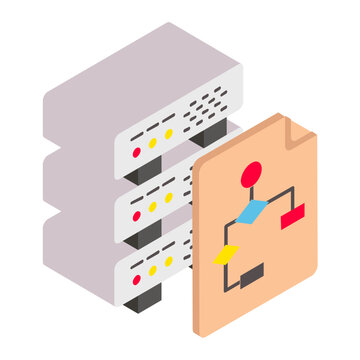 entity relationship model isometric Concept, rdbms Vector Icon Design, Big data Symbol, Business intelligence Sign,Web hosting and Data Center Stock Illustration