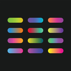 Vibrant colorful gradients color swatches set isolated