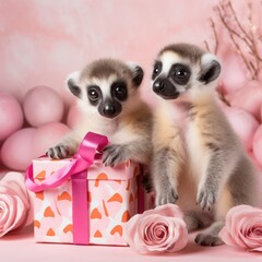 Cute and funny Meerkat Animal celebrating valentines day
