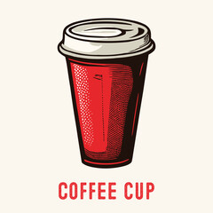 Hand Drawn Coffee Cup Engraved Vintage style