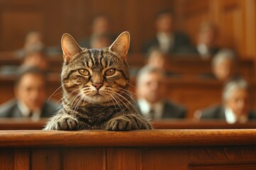 Cat Lawyer Arguing a Case in Court: - obrazy, fototapety, plakaty