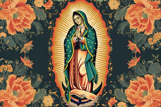 Holy Lady of guadalupe nuestra senora de guadalupe icon card illustration