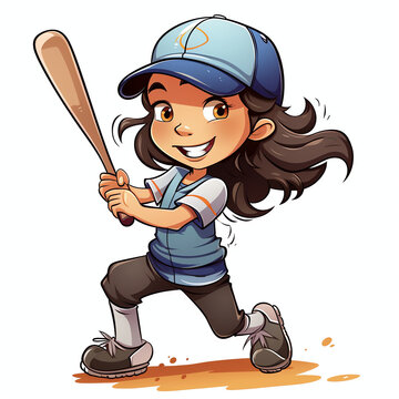 Cute girl playing a baseball