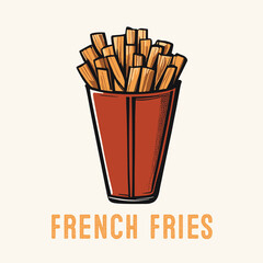 Hand Drawn French fries Vintage Engraved style