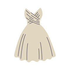 Fashionable stylish women's dress, beautiful clothes. Flat vector cartoon illustration isolated on white background