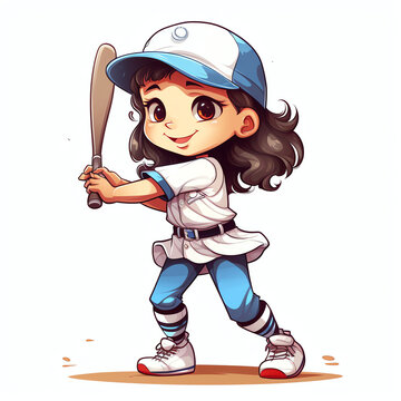 Cute girl playing a baseball