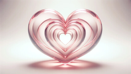  colorful 3d pink glass heart icon, Valentine's Day background