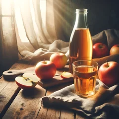 Schilderijen op glas apple juice and apple © sasa