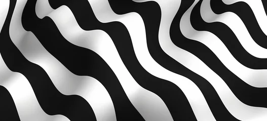 Fotobehang Black and white stripes abstract design background. Black and white stripes representing a complex curved surface.  © killykoon