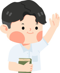 Kid Boy student Raising Hand cartoon