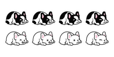 dog vector french bulldog crouch sleeping hungry face icon cartoon character puppy pet doodle symbol tattoo illustration clip art isolated design - obrazy, fototapety, plakaty