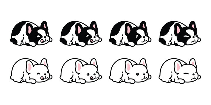 dog vector french bulldog crouch sleeping hungry face icon cartoon character puppy pet doodle symbol tattoo illustration clip art isolated design