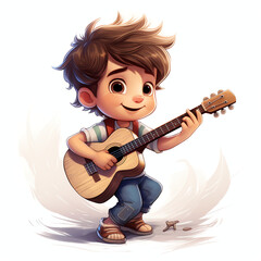 Cute boy are singing very happy
