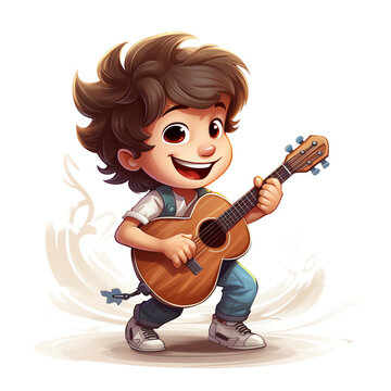 Cute boy are singing very happy