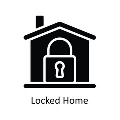 Locked Home vector Solid icon style illustration. EPS 10 File
