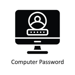 Computer Password vector Solid icon style illustration. EPS 10 File