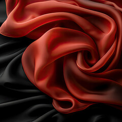Close-Up of Red and Black Fabric
