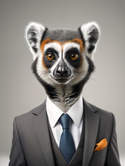 Lemur in a business suit, business animals